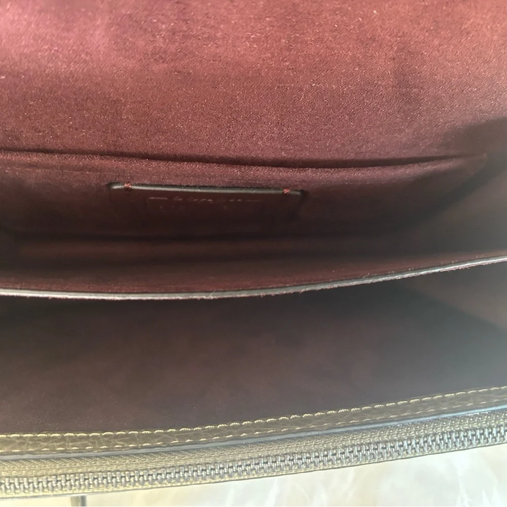 Coach Klare Olive Green Pebbled Leather‎ Crossbody Bag Good